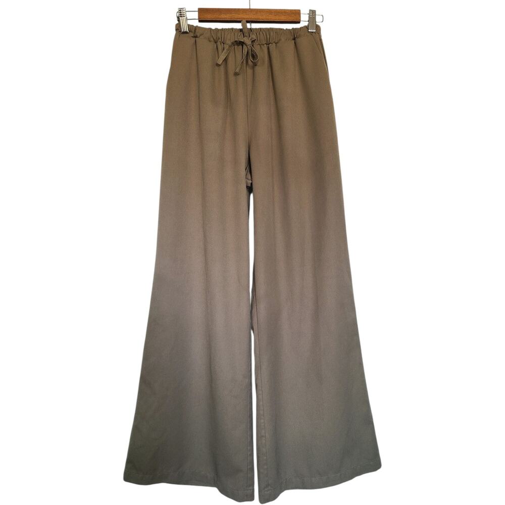 Wide Leg Drawstring Pants in Olive Brown